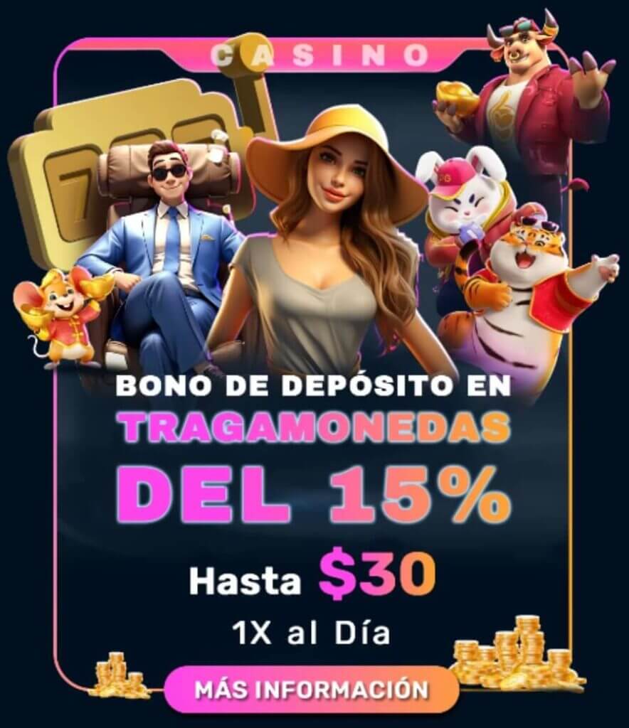 Bono por depósito en tragamonedas del 15% hasta US$30