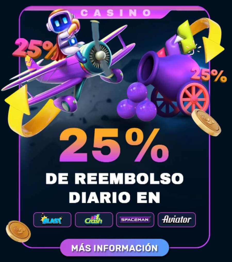 Bono de reembolso diario del 25% en juegos de riesgo