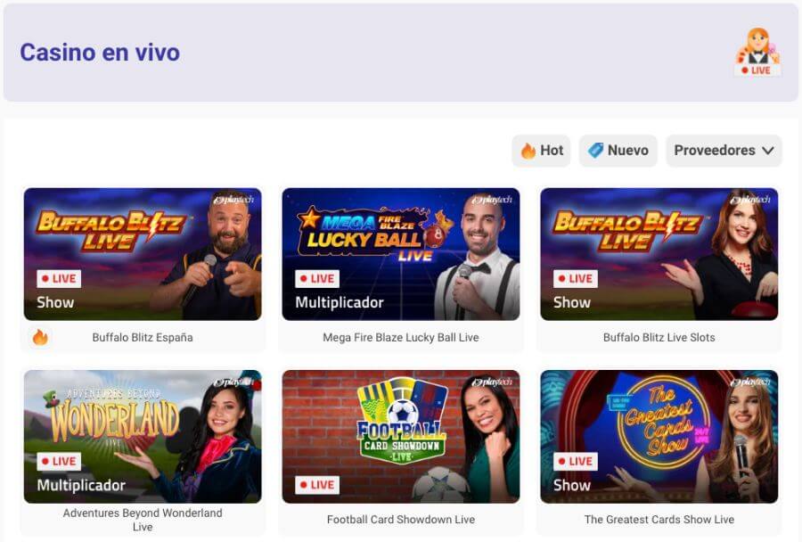 Juegos de casino en vivo en Luckia México